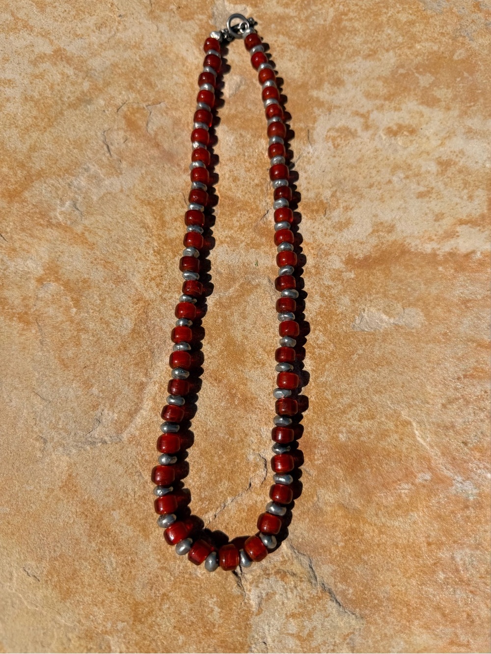 Hand-Strung Red Beaded Necklace - Picture 2 of 3